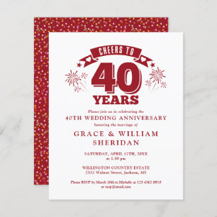 Budget Cheers To Ruby 40th Anniversary Invite