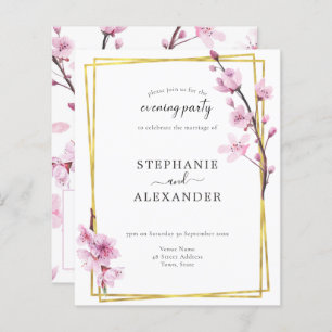 Budget Cherry Blossom QR Code Evening Party Invite