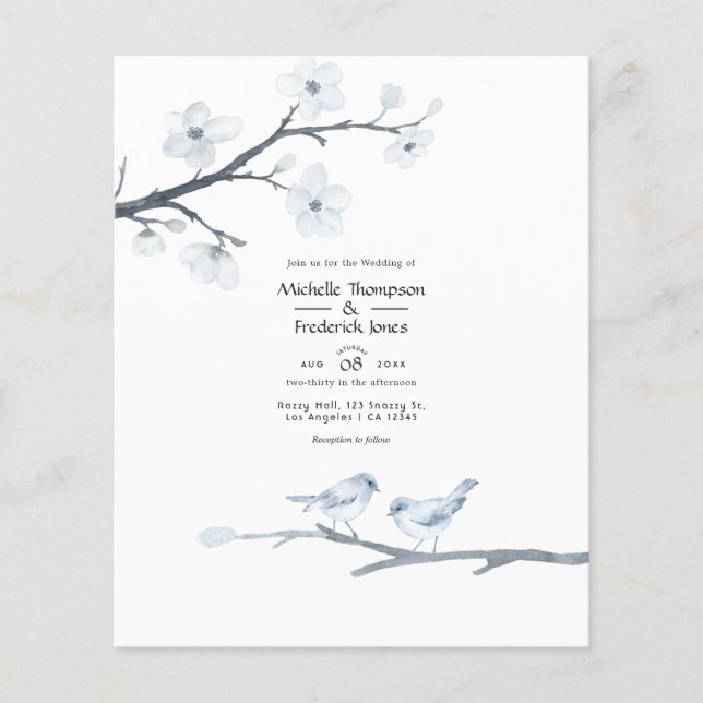 Budget Cherry Blossoms Wedding Invitation Flyer (Front)