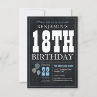 Budget Chic 18th Birthday Chalkboard Blue Balloon