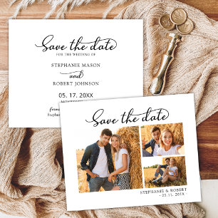 Budget Chic 3 Photo Wedding Save The Date Card