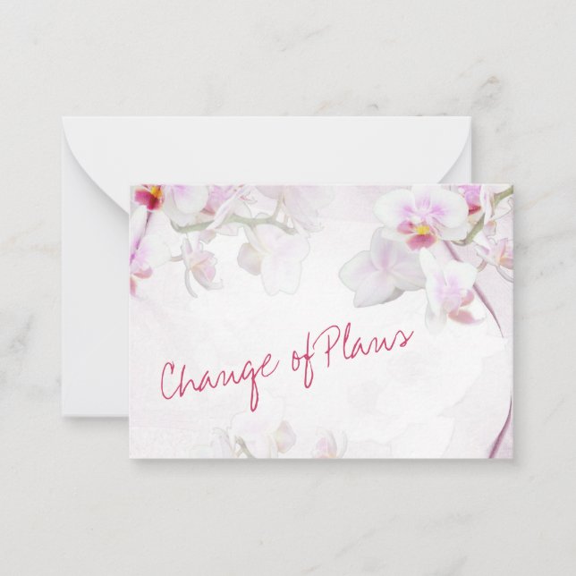  Budget. Chic and floral. Wedding Change of Plans Card (Front)