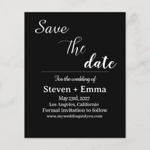 Budget chic black and white Wedding Save the Date  Flyer