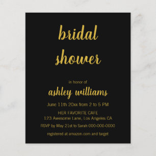 Budget Chic Black & Gold Bridal Shower Invitations