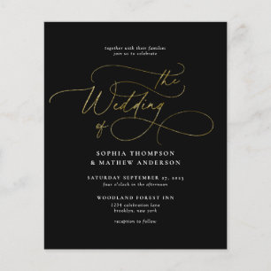 BUDGET Chic Black Gold QR Code All in one Wedding