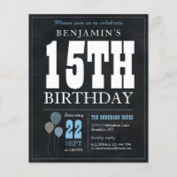 Budget Chic Chalkboard Blue Balloon 15th Birthday