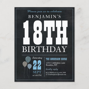 Budget Chic Chalkboard Blue Balloon 18th Birthday
