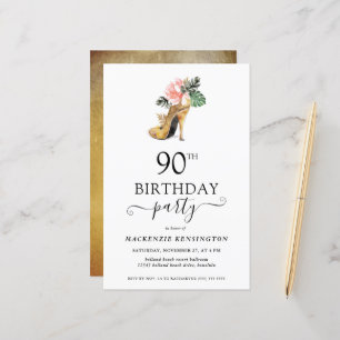 Budget Chic Floral Gold High Heels 90th Birthday