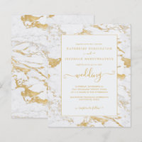 Budget Chic Gold Foil Marble Wedding Invitation