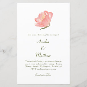 Budget Chic Pink Floral  All-in-One Wedding Invite
