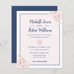 BUDGET Chic Pink Glitter Navy Blue Floral wedding