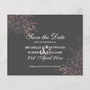 BUDGET Chic Rose Gold Floral Wedding SAVE THE DATE