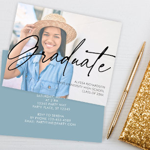 Budget Chic Script H Photo Graduation Party Flyer