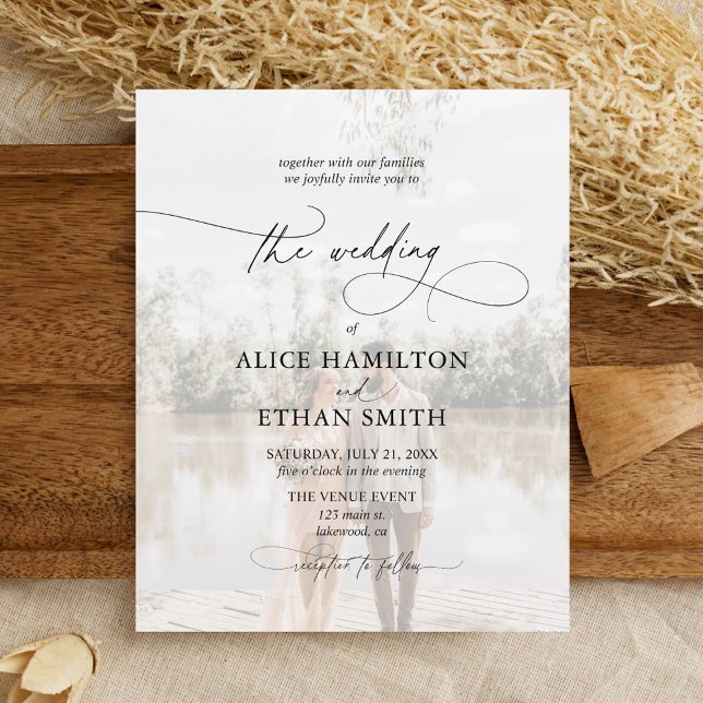 Budget Chic Script Photo Wedding Invitation (Creator Uploaded)