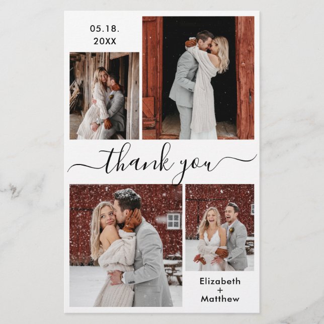 Budget Chic Script Wedding Thank You Collage Flyer (Front)