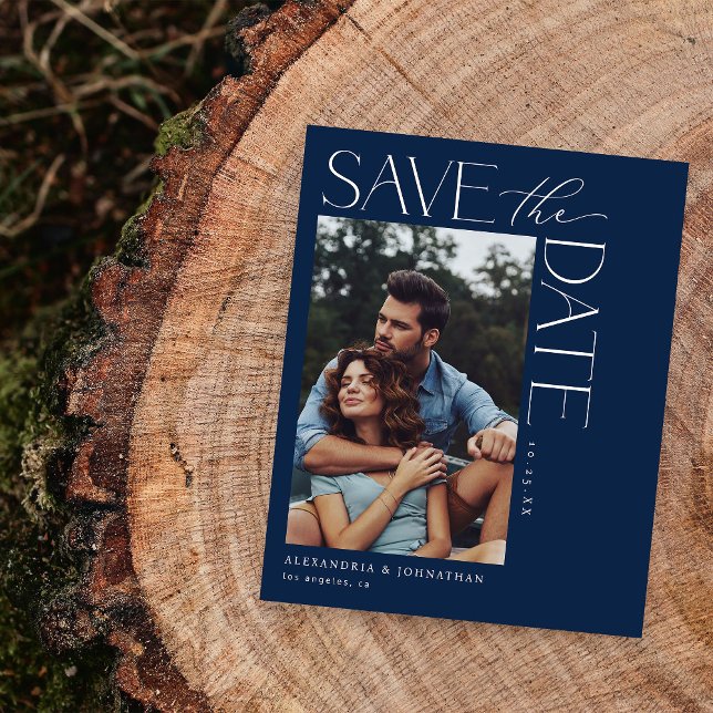 Budget Chic Stylish Mod Photo Save the Date 2 Navy Flyer (Creator Uploaded)
