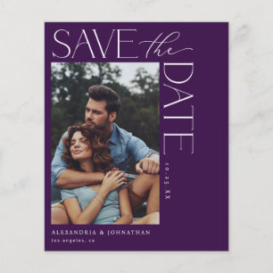 Budget Chic Stylish Mod Photo Save the Date 2 Purp Flyer