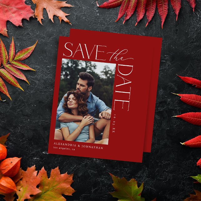 Budget Chic Stylish Mod Photo Save the Date 2 Red (Creator Uploaded)