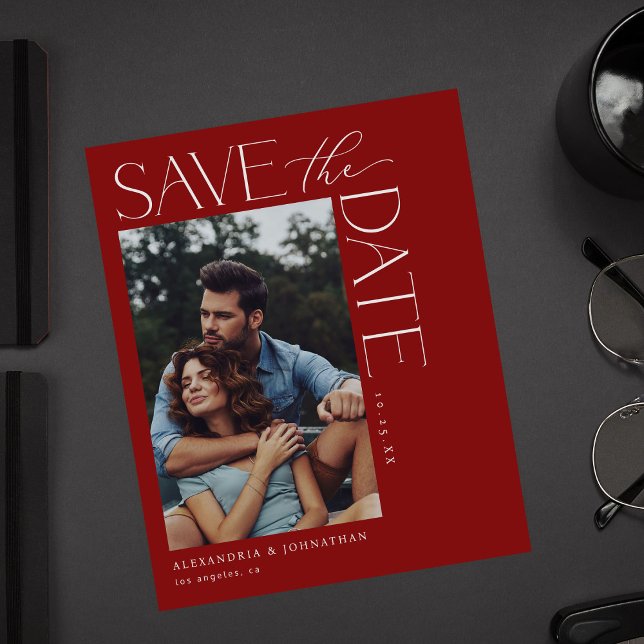 Budget Chic Stylish Mod Photo Save the Date 2 Red Flyer (Creator Uploaded)