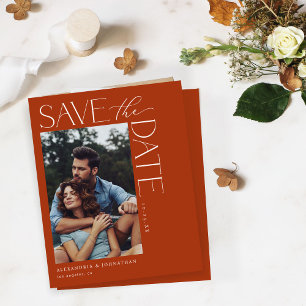 Budget Chic Stylish Mod Photo Save the Date 2 Rust