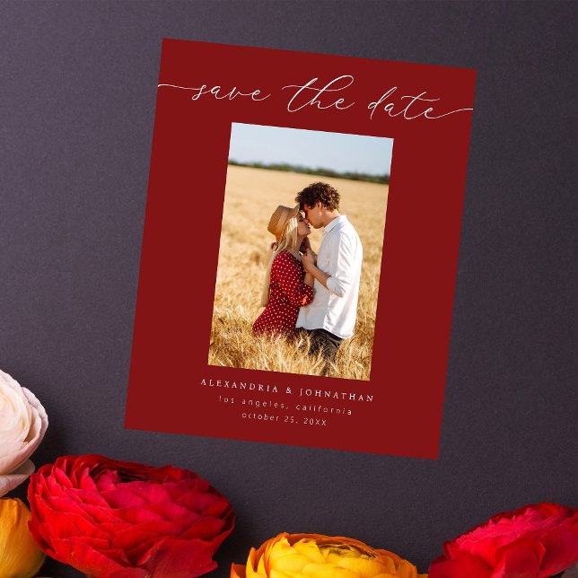 Budget Chic Stylish Mod Photo Save the Date 3 Red Flyer (Creator Uploaded)