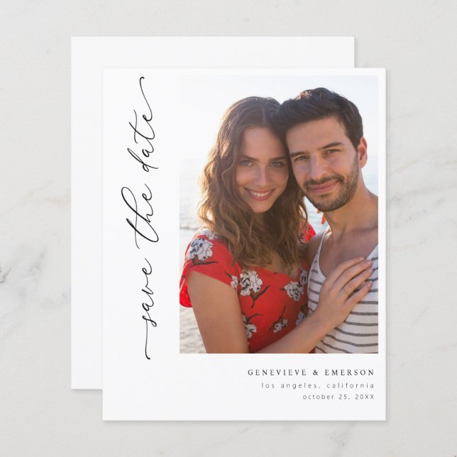 Budget Chic Stylish Mod Photo Save the Date 5 (Front/Back)