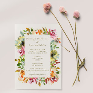 Budget Chic Watercolor Floral Wedding Invitation