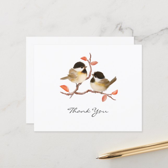 Budget Chickadees Bird All Occasion Thank You Card (Front/Back In Situ)