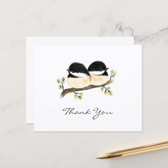 Budget Chickadees Bird All Occasion Thank You Card (Front/Back In Situ)