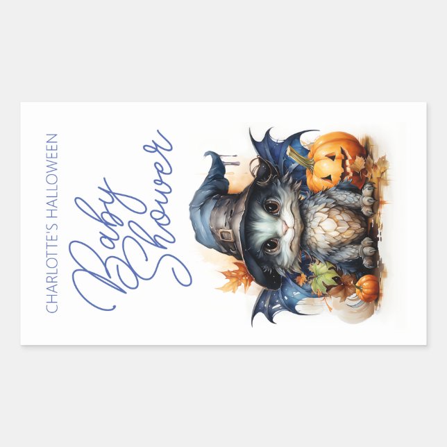 Budget Children's Watercolor Baby Shower Halloween Rectangular Sticker (Front)