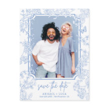 Budget Chinoiserie Toile Wedding Save Date Photo