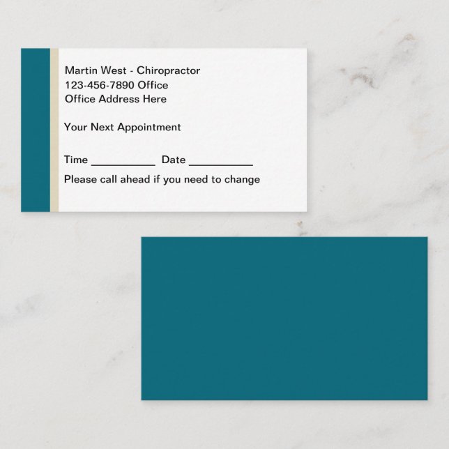 Budget Chiropractor Appointment Business Cards  (Front/Back)
