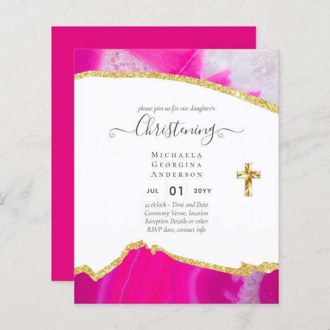 BUDGET CHRISTENING Invite Baptism Bautizo Bautismo (Front/Back)