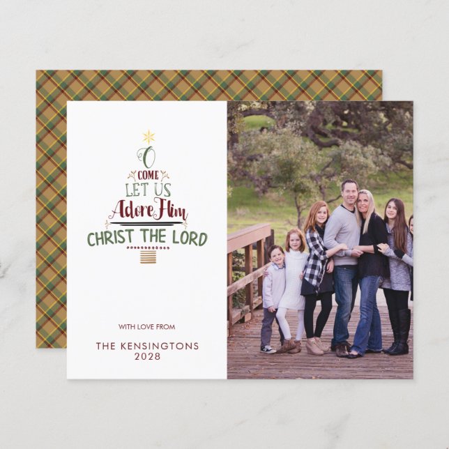 Budget Christian Christmas Photo Plaid Holiday (Front/Back)