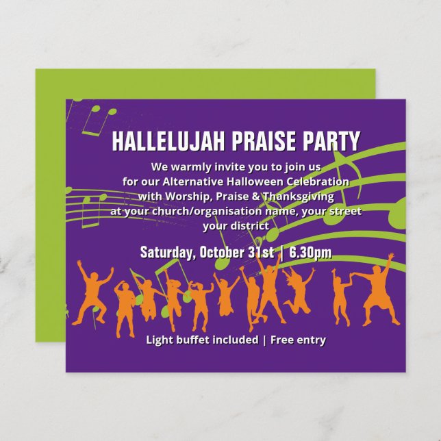 Budget Christian Halloween PRAISE PARTY Invitation (Front/Back)