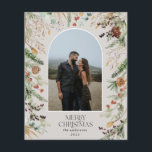 BUDGET Christmas 1 photo arch watercolor botanical Flyer<br><div class="desc">budget Merry Christmas modern elegant watercolor dried botanical floral muted colours holiday arch 1 photo Christmas flyer</div>