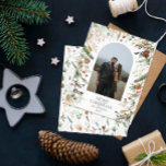 Budget Christmas 1 photo arch watercolor botanical Flyer<br><div class="desc">Budget Merry Christmas modern elegant watercolor dried botanical floral muted colors holiday arch 1 photo Christmas card design.</div>