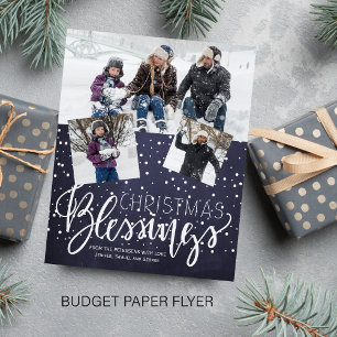 Budget Christmas 3 photo collage navy holiday Flyer