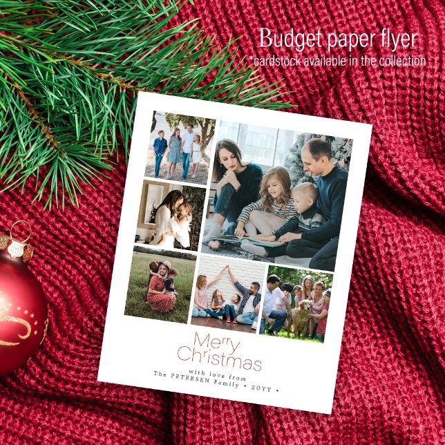 Budget Christmas 6 photo collage Holiday Card (Creator Uploaded)