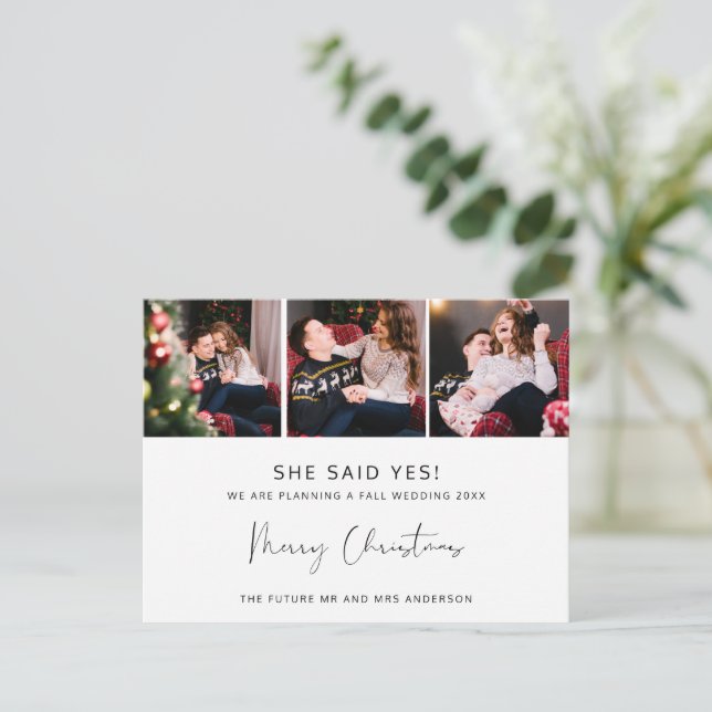 Budget Christmas Card Engagement Announcement (Standing Front)