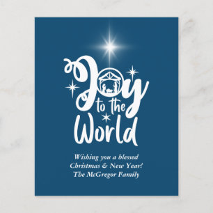 Budget Christmas Card Nativity Blue & White