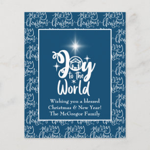 Budget Christmas Card Nativity Joy Blue