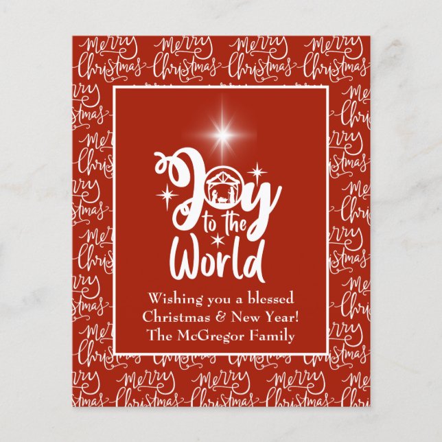 Budget Christmas Card Nativity Joy Red (Front)