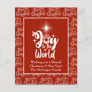 Budget Christmas Card Nativity Joy Red