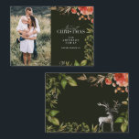 budget christmas foliage stag photo red and green  card<br><div class="desc">Happiest Holidays watercolor foliage stag photo Christmas holiday card. Christmas rustic foliage stag photo red and green</div>
