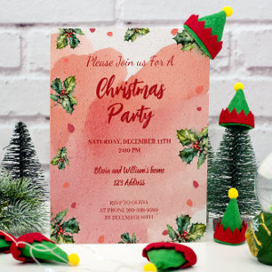 Budget Christmas holiday party invitations holly  Flyer