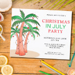 Budget Christmas In July Party Palm Trees Invite<br><div class="desc">This budget Christmas in July party invitation is decorated with watercolor palm trees with lights and baubles.
Easily customisable.
Use the Design Tool to change the text size,  style,  or colour.
Because we create our artwork you won't find this exact image from other designers.
Original Watercolor © Michele Davies.</div>