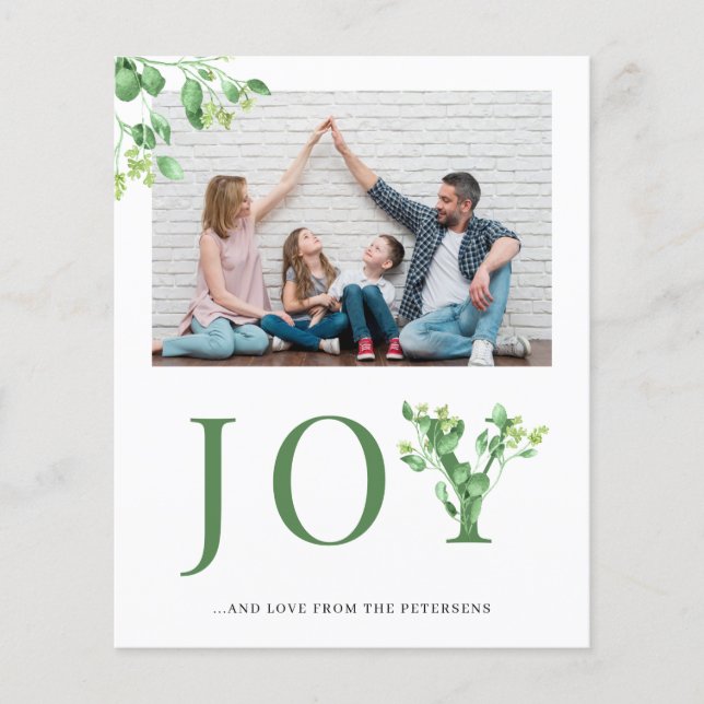 Budget Christmas joy custom photo Holiday Card Fly (Front)