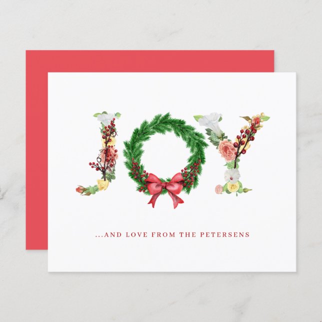 Budget Christmas joy simple elegant Holiday Card (Front/Back)