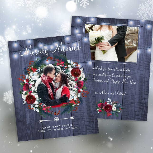 Budget Christmas Merrily Married holiday card (Creator Uploaded)